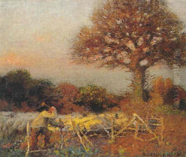 A Sheepfold, Early Morning Oil Painting by Sir George Clausen