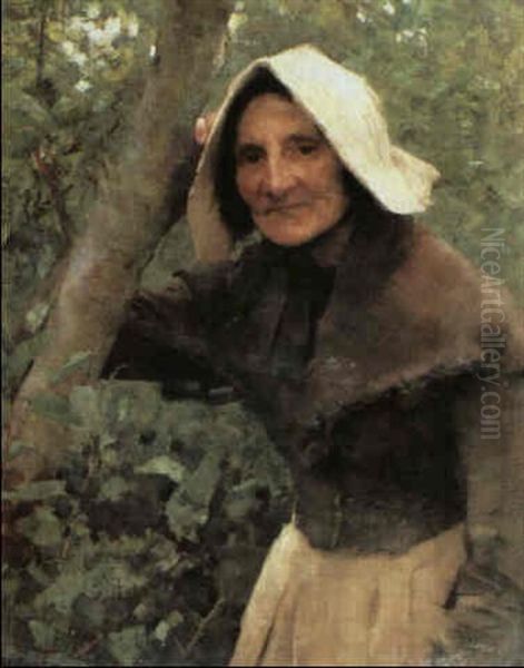 An Old Woman, North Lincolnshire Oil Painting by Sir George Clausen