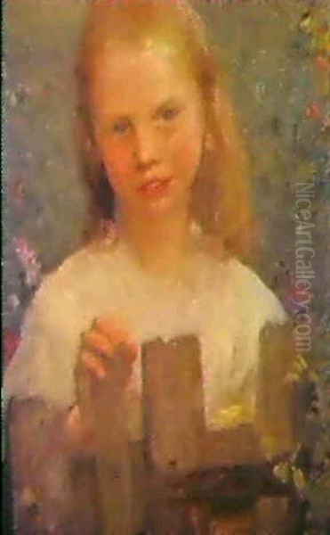 A Cottage Girl Oil Painting by Sir George Clausen