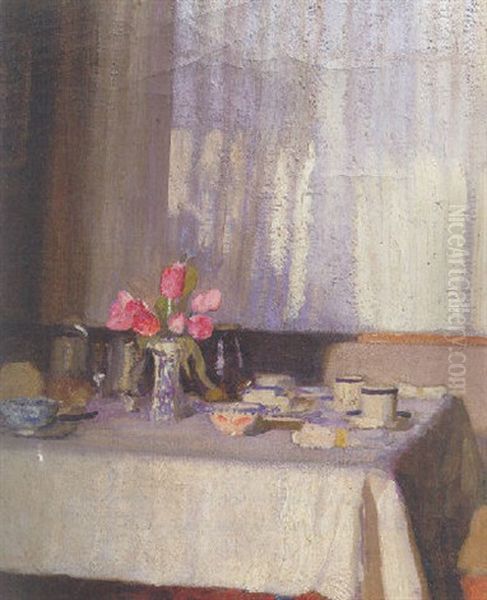 The Breakfast Table Oil Painting by Sir George Clausen