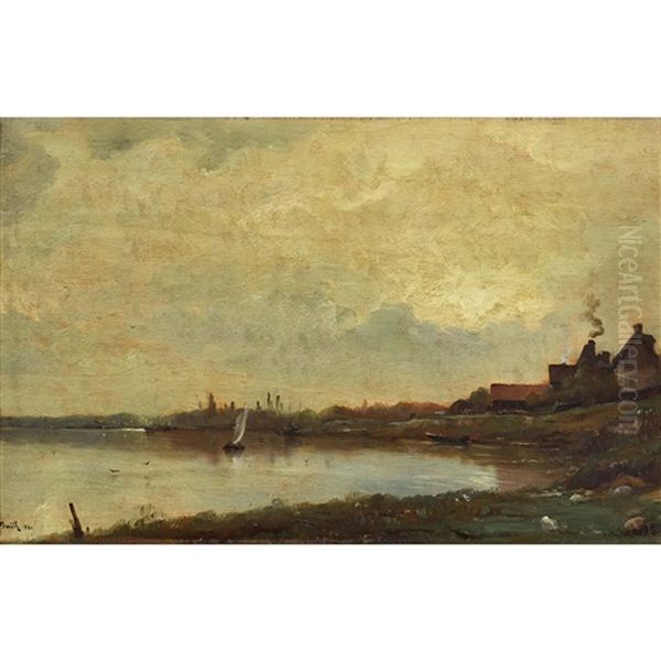 Les Bords De La Seine Aux Andelys (eure) Oil Painting by Marie Joseph Leon Clavel