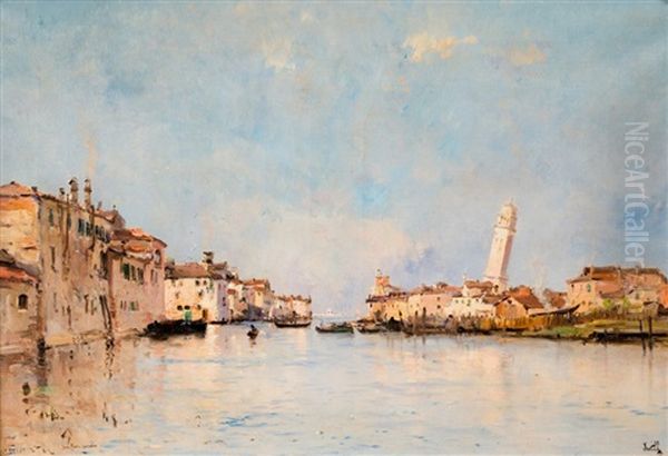 Canal Saint Pierre A Venise Oil Painting by Marie Joseph Leon Clavel