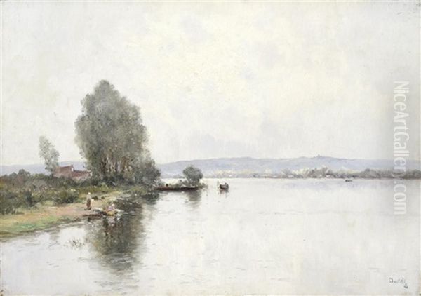 Bord De Riviere Oil Painting by Marie Joseph Leon Clavel