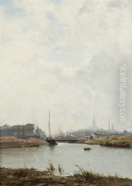 Vue D'anvers Oil Painting by Marie Joseph Leon Clavel