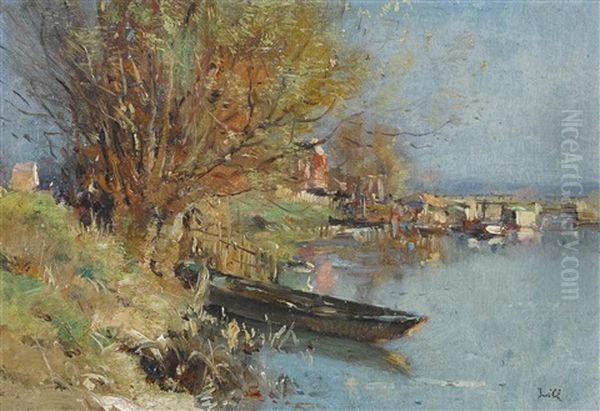 Seeufer Mit Ruderboot Oil Painting by Marie Joseph Leon Clavel