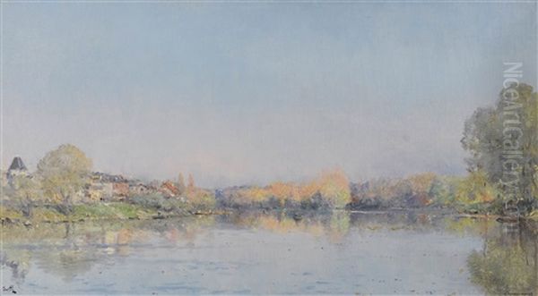 An Der Marne Bei Chennevieres Oil Painting by Marie Joseph Leon Clavel