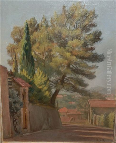 Paysage, La Rue Auguste Tavel Oil Painting by Marie Joseph Leon Clavel