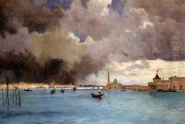 Venise Vue De La Lagune Oil Painting by Marie Joseph Leon Clavel