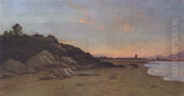 A Stretch Of Coastline At Dusk Oil Painting by Marie Joseph Leon Clavel