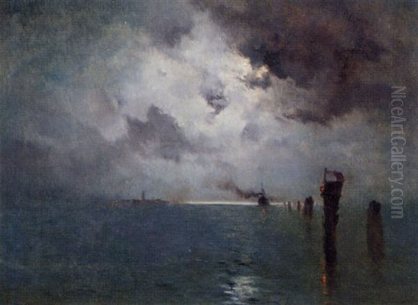 The Venetian Lagoon At Night Oil Painting by Marie Joseph Leon Clavel