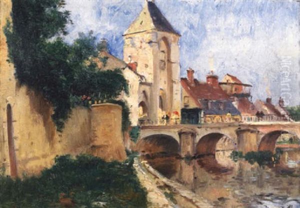 La Vieille Porte A Moret Oil Painting by Marie Joseph Leon Clavel