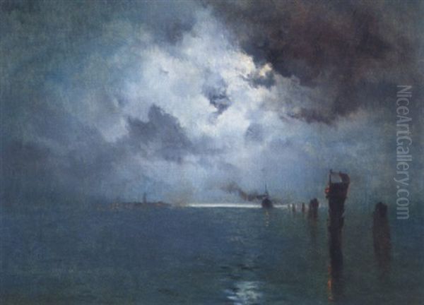 The Venetian Lagoon At Night Oil Painting by Marie Joseph Leon Clavel