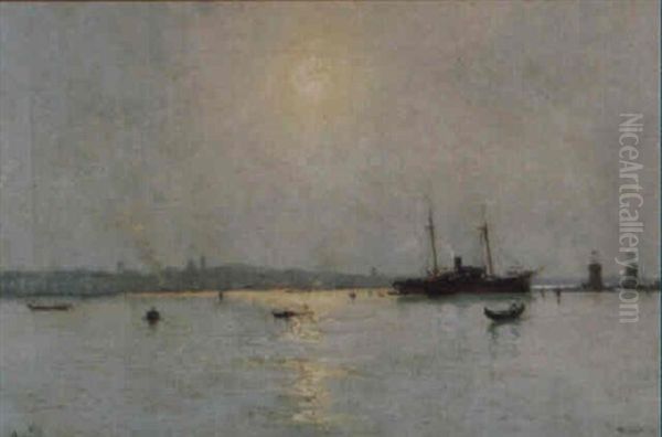 Misty Sunrise Over Venice Oil Painting by Marie Joseph Leon Clavel