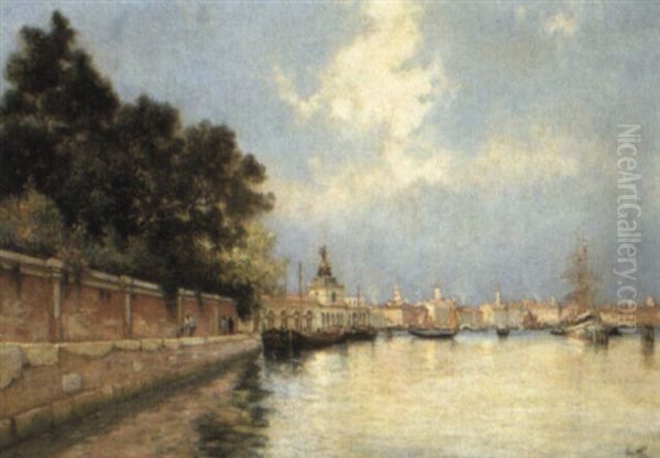 Les Jardins De La Salute, Venice Oil Painting by Marie Joseph Leon Clavel