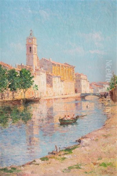 Les Martigues Oil Painting by Jules-Justin Claverie