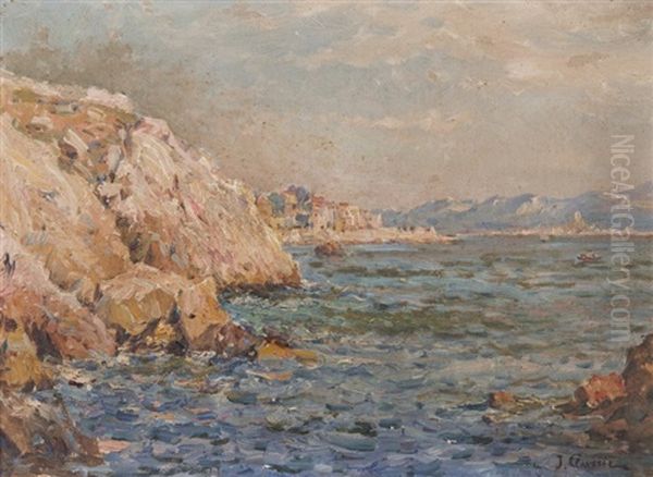 Corniche A Marseille Oil Painting by Jules-Justin Claverie