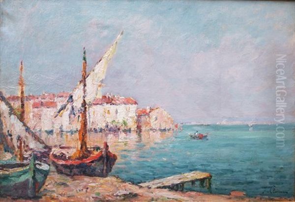 Vue Des Martigues Oil Painting by Jules-Justin Claverie