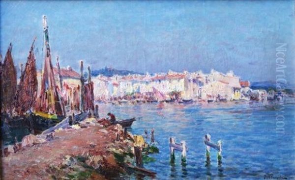 Le Port Des Martigues Oil Painting by Jules-Justin Claverie