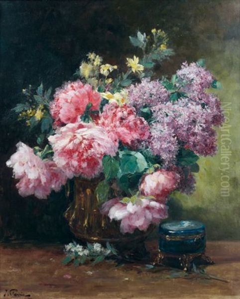 Bouquet De Fleurs Oil Painting by Jules-Justin Claverie