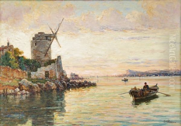 Moulin A Saint-cyr-sur-mer Oil Painting by Jules-Justin Claverie