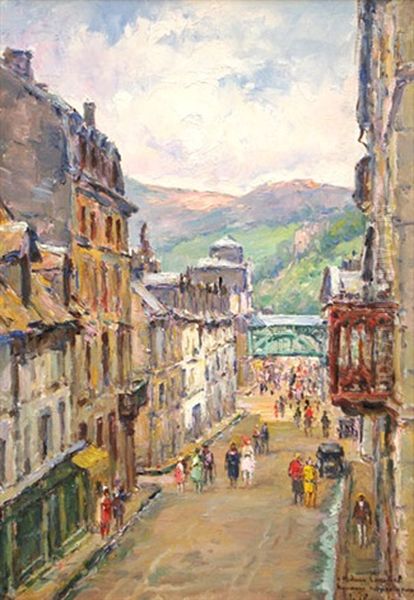 Ruelle Animee Vue Du Mont D'or Oil Painting by Jules-Justin Claverie