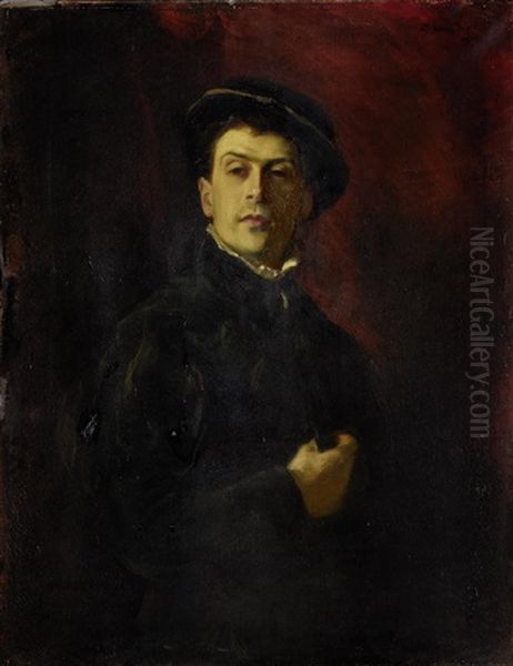 Portrait Of A Man In Black Costume Oil Painting by Gertrude Des Clayes