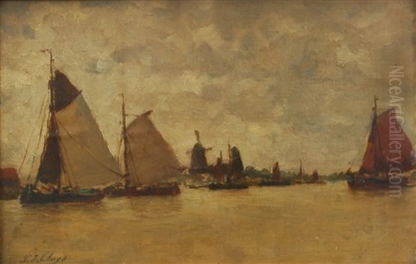 Embouchure De Riviere Avec Bateaux Oil Painting by Paul Jean Clays