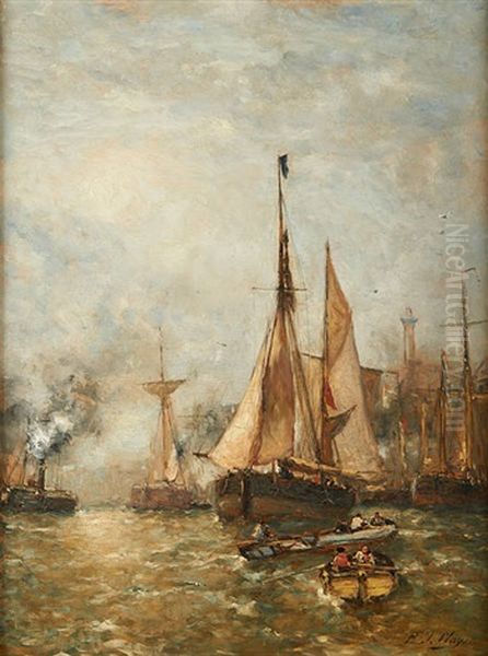 Barques Et Voiliers Oil Painting by Paul Jean Clays