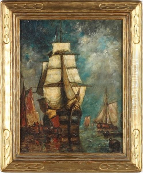 Ships Oil Painting by Paul Jean Clays