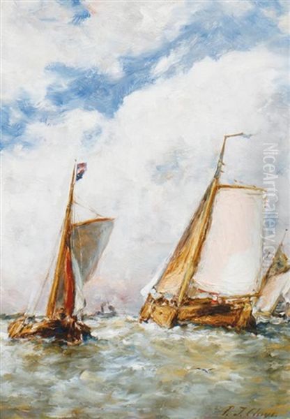 Sailing Boats Oil Painting by Paul Jean Clays