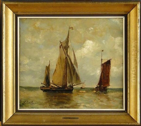 Bateaux Au Large Oil Painting by Paul Jean Clays