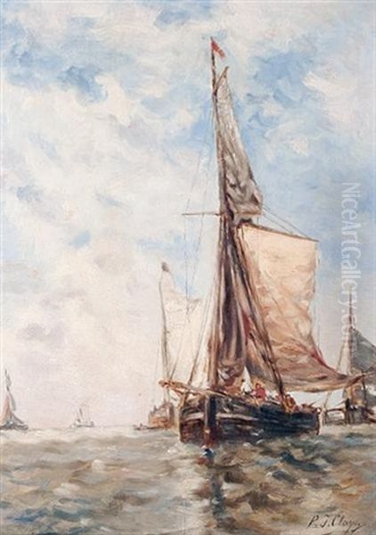 Boats At Anchor Oil Painting by Paul Jean Clays