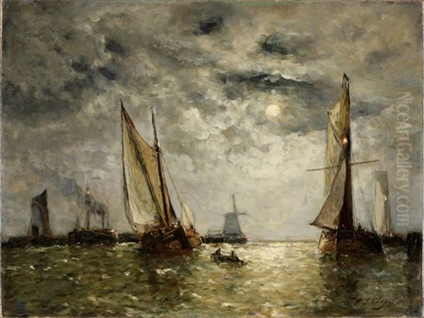 Harbor Scenery Oil Painting by Paul Jean Clays