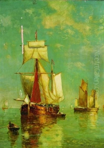 Boats At Anchor Oil Painting by Paul Jean Clays