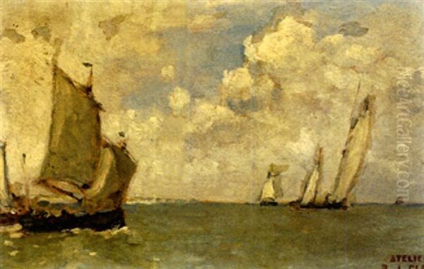 Blick Auf Die Schelde (?) Mit Segelbooten Oil Painting by Paul Jean Clays