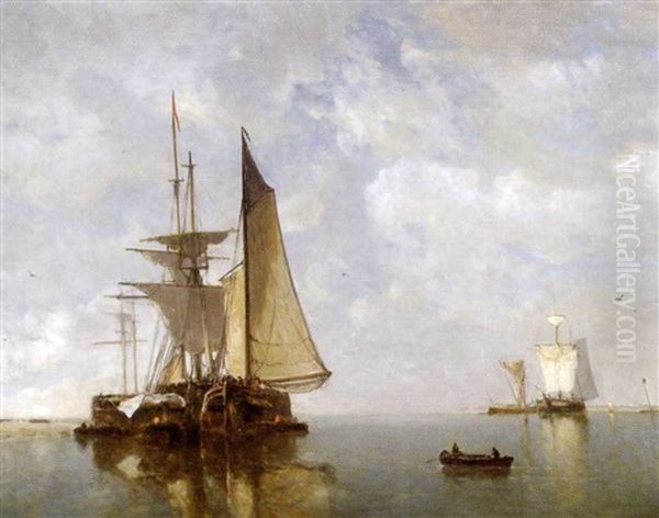 Barques De Peche Hollandaise Oil Painting by Paul Jean Clays