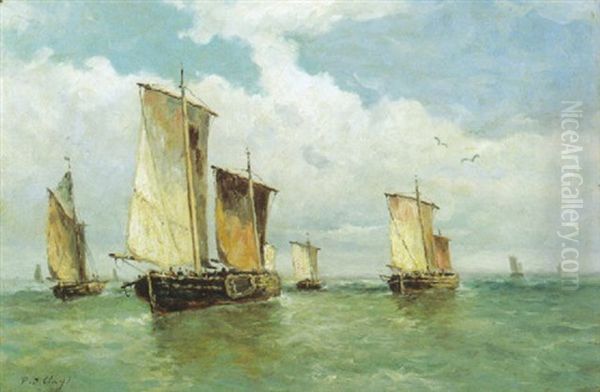 Depart Pour La Peche Oil Painting by Paul Jean Clays