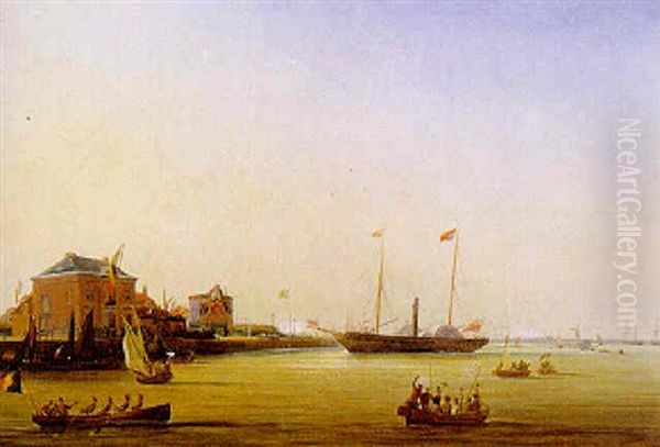 De Aankomst Van Koningin Victorie Te Oostende In 1843 Oil Painting by Paul Jean Clays