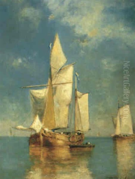 Barques A Voile Oil Painting by Paul Jean Clays