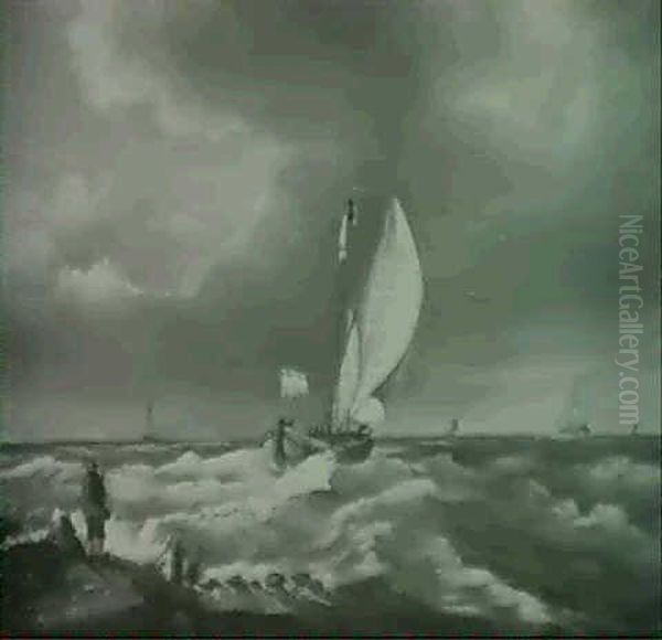 Shipping In A Storm Oil Painting by Paul Jean Clays