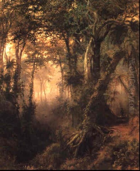 Amanecer (cazador En La Jungla Cubana) Oil Painting by Henry Cleenewerck