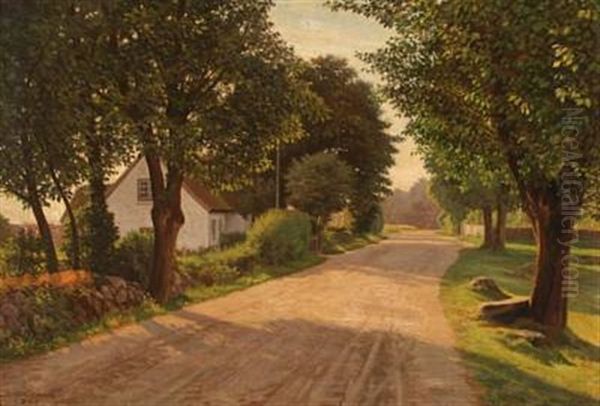 A Country Road In Summer Time Oil Painting by Gustav Adolf Clemens