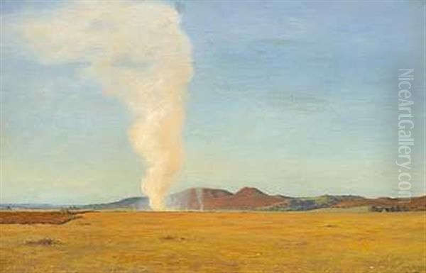 Lyngbrand. Sejs Hede. Silkeborgegnen Oil Painting by Gustav Adolf Clemens