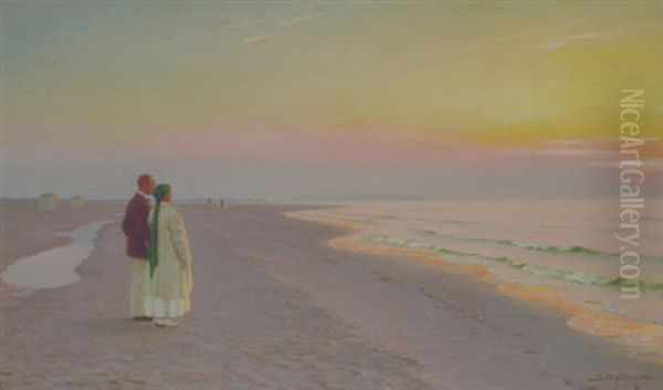 L'heure Bleue Grenen, Skagen Oil Painting by Gustav Adolf Clemens