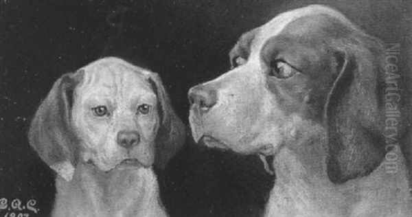 Hundeportraits Oil Painting by Gustav Adolf Clemens