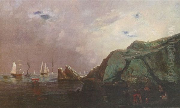 Costa Con Barcos Y Personajes Oil Painting by Felix Auguste Clement