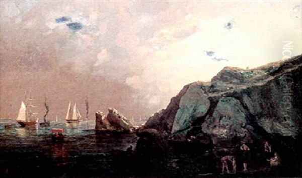 Costa Con Barcos Y Personajes Oil Painting by Felix Auguste Clement