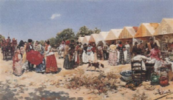 Market Day Oil Painting by Salvador Clemente Y Perez