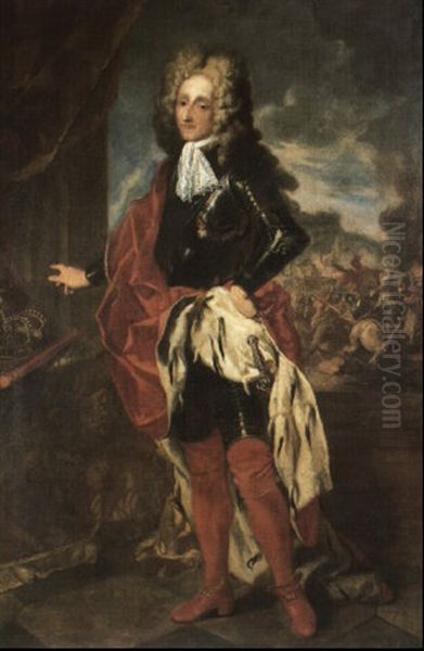 Portrait Of Victor Amadeus Ii Of Savoy Wearing Armour And An Ermine Robe Oil Painting by Maria Giovanni Battista (La Clementina) Clementi