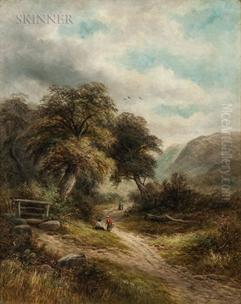 Lane At Aber, N. Wales Oil Painting by George Henry Clements